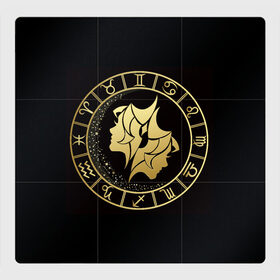 Магнитный плакат 3Х3 с принтом Близнецы в Петрозаводске, Полимерный материал с магнитным слоем | 9 деталей размером 9*9 см | близнецы | знаки зодиака | золотой рисунок | черный фон