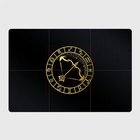 Магнитный плакат 3Х2 с принтом Стрелец в Петрозаводске, Полимерный материал с магнитным слоем | 6 деталей размером 9*9 см | знаки зодиака | золотой рисунок | стрелец | черный фон