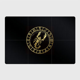 Магнитный плакат 3Х2 с принтом Скорпион в Петрозаводске, Полимерный материал с магнитным слоем | 6 деталей размером 9*9 см | знаки зодиака | золотой рисунок | скорпион | черный фон