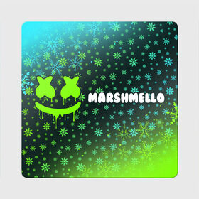 Магнит виниловый Квадрат с принтом MARSHMELLO - Зимний в Петрозаводске, полимерный материал с магнитным слоем | размер 9*9 см, закругленные углы | face | logo | marsh | marshmallow | marshmello | marshmelo | mello | smile | год | лицо | лого | маршмеллов | маршмеллоу | маршмеллу | маршмело | маршмелов | маршмелоу | маска | музыка | новогодний | новый | рожица | символ | смайл