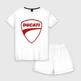 Женская пижама с шортиками хлопок с принтом Ducati Logo (Z) в Петрозаводске, 100% хлопок | футболка прямого кроя, шорты свободные с широкой мягкой резинкой | audi | audi ag | corse | ducati | ducati corse | ducati motor holding | hypermotard | multistrada | panigale | scrambler | streetfighter | supersport | дукати | массимо борди | мото | фабио тальони