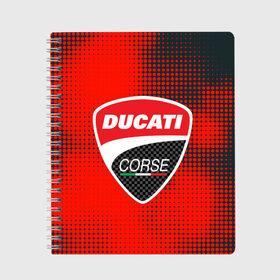 Тетрадь с принтом Ducati Corse (Z) в Петрозаводске, 100% бумага | 48 листов, плотность листов — 60 г/м2, плотность картонной обложки — 250 г/м2. Листы скреплены сбоку удобной пружинной спиралью. Уголки страниц и обложки скругленные. Цвет линий — светло-серый
 | audi | audi ag | corse | ducati | ducati corse | ducati motor holding | hypermotard | multistrada | panigale | scrambler | streetfighter | supersport | дукати | массимо борди | мото | фабио тальони