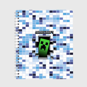 Тетрадь с принтом Minecraft (S) в Петрозаводске, 100% бумага | 48 листов, плотность листов — 60 г/м2, плотность картонной обложки — 250 г/м2. Листы скреплены сбоку удобной пружинной спиралью. Уголки страниц и обложки скругленные. Цвет линий — светло-серый
 | craft | creeper | earth | logo | mine | minecraft | mobile | online | земля | игра | крипер | лого | майкрафт | майнкрафт | онлайн | подземелье