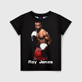 Детская футболка 3D с принтом Roy Jones в Петрозаводске, 100% гипоаллергенный полиэфир | прямой крой, круглый вырез горловины, длина до линии бедер, чуть спущенное плечо, ткань немного тянется | boxer | boxing | great boxer | roy jones | roy jones lettering | roy jones print | бокс | боксер | великий боксер | надпись roy jones | принт roy jones | рой джонс