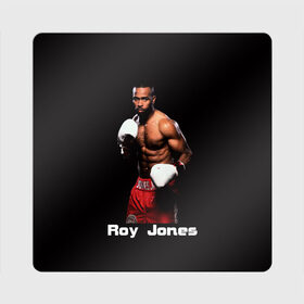 Магнит виниловый Квадрат с принтом Roy Jones в Петрозаводске, полимерный материал с магнитным слоем | размер 9*9 см, закругленные углы | boxer | boxing | great boxer | roy jones | roy jones lettering | roy jones print | бокс | боксер | великий боксер | надпись roy jones | принт roy jones | рой джонс