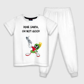 Детская пижама хлопок с принтом Dear Santa, Im not good в Петрозаводске, 100% хлопок |  брюки и футболка прямого кроя, без карманов, на брюках мягкая резинка на поясе и по низу штанин
 | looney | martian | marvin | tunes | vdzajul | марвин | марсианин