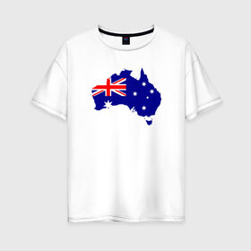Женская футболка хлопок Oversize с принтом Австралия в Петрозаводске, 100% хлопок | свободный крой, круглый ворот, спущенный рукав, длина до линии бедер
 | австралия | государство | материк | страна | флаг