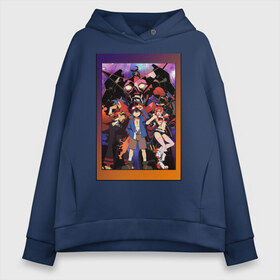 Женское худи Oversize хлопок с принтом Gurren Lagann в Петрозаводске, френч-терри — 70% хлопок, 30% полиэстер. Мягкий теплый начес внутри —100% хлопок | боковые карманы, эластичные манжеты и нижняя кромка, капюшон на магнитной кнопке | anime | gurren lagann | step | tengen toppa gurren lagann | аниме | гуррен лаганн | знак анимешника | йоко литтнер | степ