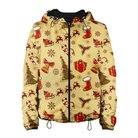 Женская куртка 3D с принтом Christmas в Петрозаводске, ткань верха — 100% полиэстер, подклад — флис | прямой крой, подол и капюшон оформлены резинкой с фиксаторами, два кармана без застежек по бокам, один большой потайной карман на груди. Карман на груди застегивается на липучку | 