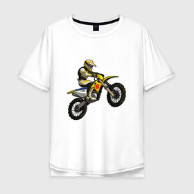 Мужская футболка хлопок Oversize с принтом Suzuki (+спина) в Петрозаводске, 100% хлопок | свободный крой, круглый ворот, “спинка” длиннее передней части | bike | moto | motorcycle | sport | suzuki | байк | мото | мотоциклы | спорт | сузуки