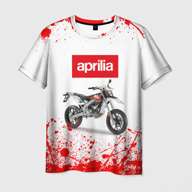 Мужская футболка 3D с принтом Aprilia (Z) в Петрозаводске, 100% полиэфир | прямой крой, круглый вырез горловины, длина до линии бедер | aprilia | aprilia racing | bike | moto | motocycle | sportmotorcycle | априлия | мото | мотоспорт