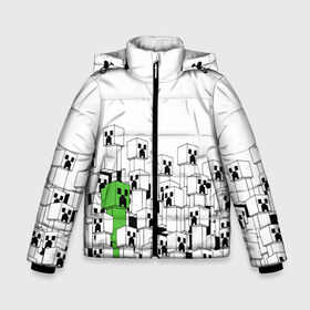 Зимняя куртка для мальчиков 3D с принтом Minecraft Крипер в Петрозаводске, ткань верха — 100% полиэстер; подклад — 100% полиэстер, утеплитель — 100% полиэстер | длина ниже бедра, удлиненная спинка, воротник стойка и отстегивающийся капюшон. Есть боковые карманы с листочкой на кнопках, утяжки по низу изделия и внутренний карман на молнии. 

Предусмотрены светоотражающий принт на спинке, радужный светоотражающий элемент на пуллере молнии и на резинке для утяжки | creeper | game | зомби | игра | крипер | майн | майнкрафт | монстр
