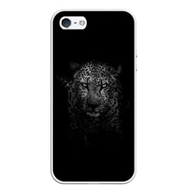 Чехол для iPhone 5/5S матовый с принтом Ягуар выходит из тени в Петрозаводске, Силикон | Область печати: задняя сторона чехла, без боковых панелей | jaguar | барс | животное | зверь | кошка | черный | ягуар