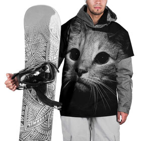 Накидка на куртку 3D с принтом Чёрный кот в Петрозаводске, 100% полиэстер |  | животное | кот | кошка | тёмный рисунок | чёрный фон