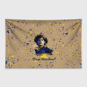 Флаг-баннер с принтом Diego Maradona в Петрозаводске, 100% полиэстер | размер 67 х 109 см, плотность ткани — 95 г/м2; по краям флага есть четыре люверса для крепления | cup | diego maradona | diego maradona letterin | diego maradona print | football | footballer | great footballer | number 10 | великий футболист | диего марадона | кубок | надпись диего марадона | номер 10 | принт диего марадона | футбол 