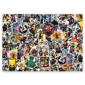 Поздравительная открытка с принтом JoJo’s Sticker Bombing в Петрозаводске, 100% бумага | плотность бумаги 280 г/м2, матовая, на обратной стороне линовка и место для марки
 | anime | jojo’s bizarre adventure | sticker bombing | аниме | джо джо | жо жо | манга | мультфильм | невероятные приключения джоджо | персонаж | стикер бомбинг