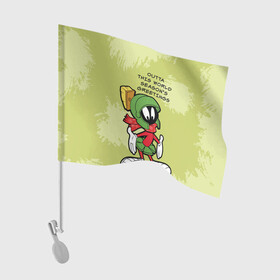 Флаг для автомобиля с принтом Seasons greetings в Петрозаводске, 100% полиэстер | Размер: 30*21 см | looney | martian | marvin | tunes | vdzajul | марвин | марсианин