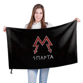Флаг 3D с принтом Спарта в Петрозаводске, 100% полиэстер | плотность ткани — 95 г/м2, размер — 67 х 109 см. Принт наносится с одной стороны | metro 2033 | логотип | спарта | фракция