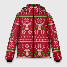 Мужская зимняя куртка 3D с принтом Viral sweater в Петрозаводске, верх — 100% полиэстер; подкладка — 100% полиэстер; утеплитель — 100% полиэстер | длина ниже бедра, свободный силуэт Оверсайз. Есть воротник-стойка, отстегивающийся капюшон и ветрозащитная планка. 

Боковые карманы с листочкой на кнопках и внутренний карман на молнии. | deer | happy new year | new year | santa | защитный экран | корона | коронавирус | новогодний свитер | новый год | свитер | свитер с маской | свитер с оленями
