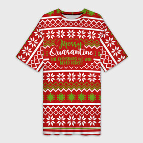 Платье-футболка 3D с принтом The christmas we will... в Петрозаводске,  |  | deer | happy new year | new year | quarantine | santa | защитный экран | карантин | корона | коронавирус | новогодний свитер | новый год | свитер | свитер с маской | свитер с оленями
