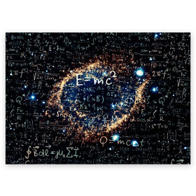 Поздравительная открытка с принтом Формула Вселенной в Петрозаводске, 100% бумага | плотность бумаги 280 г/м2, матовая, на обратной стороне линовка и место для марки
 | Тематика изображения на принте: альберт эйнштейн | астрономия | звезды | космос | наука | небо | созвездия | теория большого взрыва | формулы | эйнштейн