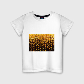 Детская футболка хлопок с принтом ЗОЛОТЫЕ БЛЕСТКИ в Петрозаводске, 100% хлопок | круглый вырез горловины, полуприлегающий силуэт, длина до линии бедер | gold | pattern | rain | блестки | блестящий | дождь | звезды | золото | красиво | новый год | праздник | снежинки | текстуры