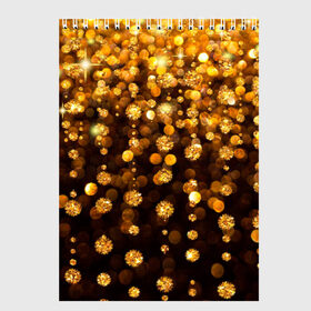 Скетчбук с принтом ЗОЛОТЫЕ БЛЕСТКИ в Петрозаводске, 100% бумага
 | 48 листов, плотность листов — 100 г/м2, плотность картонной обложки — 250 г/м2. Листы скреплены сверху удобной пружинной спиралью | gold | pattern | rain | блестки | блестящий | дождь | звезды | золото | красиво | новый год | праздник | снежинки | текстуры