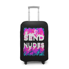 Чехол для чемодана 3D с принтом Send Nudes в Петрозаводске, 86% полиэфир, 14% спандекс | двустороннее нанесение принта, прорези для ручек и колес | glitch | send nudes | абстракция | кислотный | неон | огонь
