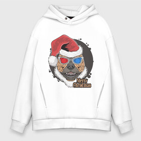 Мужское худи Oversize хлопок с принтом Christmas Dog в Петрозаводске, френч-терри — 70% хлопок, 30% полиэстер. Мягкий теплый начес внутри —100% хлопок | боковые карманы, эластичные манжеты и нижняя кромка, капюшон на магнитной кнопке | Тематика изображения на принте: art | christmas | dog | new year | santa hat | арт | новый год | очки | пес | рождество | собака | шапка санты