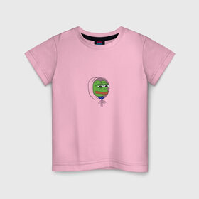 Детская футболка хлопок с принтом Pepe in the hoodie в Петрозаводске, 100% хлопок | круглый вырез горловины, полуприлегающий силуэт, длина до линии бедер | mem | pepe in the hoodie | грустный | животные | капюшон | лягушка | мем | пепе | пепе в худи | прикол | юмор