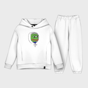 Детский костюм хлопок Oversize с принтом Pepe in the hoodie в Петрозаводске,  |  | Тематика изображения на принте: mem | pepe in the hoodie | грустный | животные | капюшон | лягушка | мем | пепе | пепе в худи | прикол | юмор