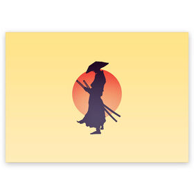 Поздравительная открытка с принтом Ронин в Петрозаводске, 100% бумага | плотность бумаги 280 г/м2, матовая, на обратной стороне линовка и место для марки
 | bushido | japan | japanes | katana | ronin | samurai | sword | бусидо | воин | восходящее солнце | катана | кимоно | меч | мечник | рассвет | ронин | самурай | самурайский | силуэт | силуэт воина | солнце | якудза | японец