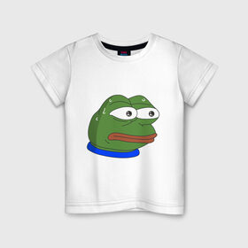 Детская футболка хлопок с принтом Pepe MonkaS в Петрозаводске, 100% хлопок | круглый вырез горловины, полуприлегающий силуэт, длина до линии бедер | monkas | pepe | испуг | лягушка | мем | пепе | эмоут