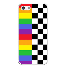 Чехол для iPhone 5/5S матовый с принтом Rainbow в Петрозаводске, Силикон | Область печати: задняя сторона чехла, без боковых панелей | музыкант | паттерн | полосы | радуга | реп | рэп | текаши | шахматы | шашки