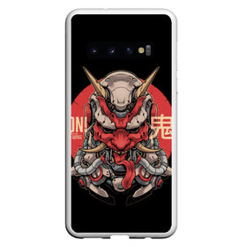 Чехол для Samsung Galaxy S10 с принтом Cyber Oni Samurai в Петрозаводске, Силикон | Область печати: задняя сторона чехла, без боковых панелей | 2077 | art | blood | cyber | cyberpunk | dead | death | demon | japan | mask | ninja | oni | samurai | shadow | shogun | tokyo | warior | арт | воин | война | демон | катана | кибер | киберпанк | кровь | маска | мертвый | ниндзя | путь | самурай