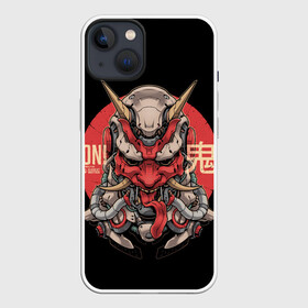 Чехол для iPhone 13 с принтом Cyber Oni Samurai в Петрозаводске,  |  | 2077 | art | blood | cyber | cyberpunk | dead | death | demon | japan | mask | ninja | oni | samurai | shadow | shogun | tokyo | warior | арт | воин | война | демон | катана | кибер | киберпанк | кровь | маска | мертвый | ниндзя | путь | самурай