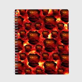Тетрадь с принтом Lava Monster Лавовый Монстр в Петрозаводске, 100% бумага | 48 листов, плотность листов — 60 г/м2, плотность картонной обложки — 250 г/м2. Листы скреплены сбоку удобной пружинной спиралью. Уголки страниц и обложки скругленные. Цвет линий — светло-серый
 | Тематика изображения на принте: lava | monster | pepe | лава | лавовый монстр | монстр | пепе