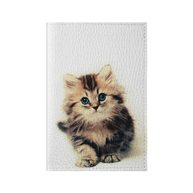 Обложка для паспорта матовая кожа с принтом катёнок в Петрозаводске, натуральная матовая кожа | размер 19,3 х 13,7 см; прозрачные пластиковые крепления | cute kitten | kitten | котёнок | красивый котёнок | милый котёнок