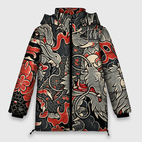 Женская зимняя куртка 3D с принтом Самурай (Якудза драконы) в Петрозаводске, верх — 100% полиэстер; подкладка — 100% полиэстер; утеплитель — 100% полиэстер | длина ниже бедра, силуэт Оверсайз. Есть воротник-стойка, отстегивающийся капюшон и ветрозащитная планка. 

Боковые карманы с листочкой на кнопках и внутренний карман на молнии | буси | воины рыцари | драконы | сабурау | самурай | якудза