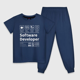 Детская пижама хлопок с принтом Software Developer в Петрозаводске, 100% хлопок |  брюки и футболка прямого кроя, без карманов, на брюках мягкая резинка на поясе и по низу штанин
 | качества | кодер | программист | разработчик | резюме | таланты | характеристика
