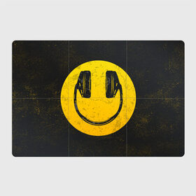 Магнитный плакат 3Х2 с принтом Наушники Смайл в Петрозаводске, Полимерный материал с магнитным слоем | 6 деталей размером 9*9 см | Тематика изображения на принте: люблю музыку | музыка | наушники | смайл | улыбка | эмодзи