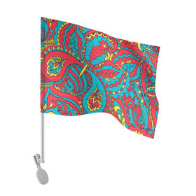 Флаг для автомобиля с принтом Цветочный Узор в Петрозаводске, 100% полиэстер | Размер: 30*21 см | paisley | бабочка | бута | индия | ориентальный | орнамент | цветы