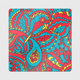 Магнит виниловый Квадрат с принтом Цветочный Узор в Петрозаводске, полимерный материал с магнитным слоем | размер 9*9 см, закругленные углы | paisley | бабочка | бута | индия | ориентальный | орнамент | цветы