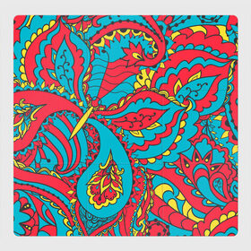 Магнитный плакат 3Х3 с принтом Цветочный Узор в Петрозаводске, Полимерный материал с магнитным слоем | 9 деталей размером 9*9 см | paisley | бабочка | бута | индия | ориентальный | орнамент | цветы