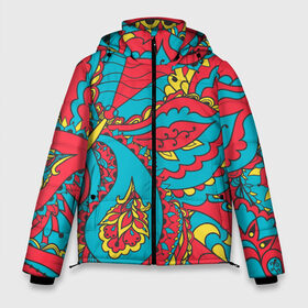 Мужская зимняя куртка 3D с принтом Цветочный Узор в Петрозаводске, верх — 100% полиэстер; подкладка — 100% полиэстер; утеплитель — 100% полиэстер | длина ниже бедра, свободный силуэт Оверсайз. Есть воротник-стойка, отстегивающийся капюшон и ветрозащитная планка. 

Боковые карманы с листочкой на кнопках и внутренний карман на молнии. | paisley | бабочка | бута | индия | ориентальный | орнамент | цветы
