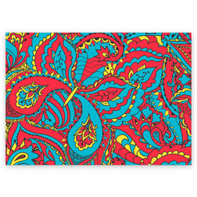 Поздравительная открытка с принтом Цветочный Узор в Петрозаводске, 100% бумага | плотность бумаги 280 г/м2, матовая, на обратной стороне линовка и место для марки
 | paisley | бабочка | бута | индия | ориентальный | орнамент | цветы