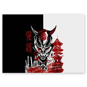 Поздравительная открытка с принтом Самурай Samurai в Петрозаводске, 100% бумага | плотность бумаги 280 г/м2, матовая, на обратной стороне линовка и место для марки
 | Тематика изображения на принте: cyberpunk 2077 | ninja | samurai | киберпанк | маска самурая | путь война | самурай | сёгун | семь самураев | токио | чёрный самурай | японский самурай