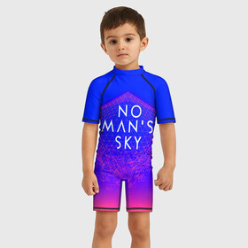 Детский купальный костюм 3D с принтом NO MANS SKY в Петрозаводске, Полиэстер 85%, Спандекс 15% | застежка на молнии на спине | action | hello games | next. | no man s sky | no man sky | space | выживание | космос
