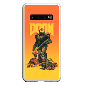 Чехол для Samsung Galaxy S10 с принтом Doom в Петрозаводске, Силикон | Область печати: задняя сторона чехла, без боковых панелей | Тематика изображения на принте: doom | doom eternal | fps | game | games | hell | shooter | shotgun | ад | дробовик | дум | думгай | игра | игры