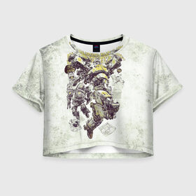 Женская футболка Crop-top 3D с принтом Artodox в Петрозаводске, 100% полиэстер | круглая горловина, длина футболки до линии талии, рукава с отворотами | грязь. | дройд | киборг | набросок | робот | тушь | чернила | эскиз